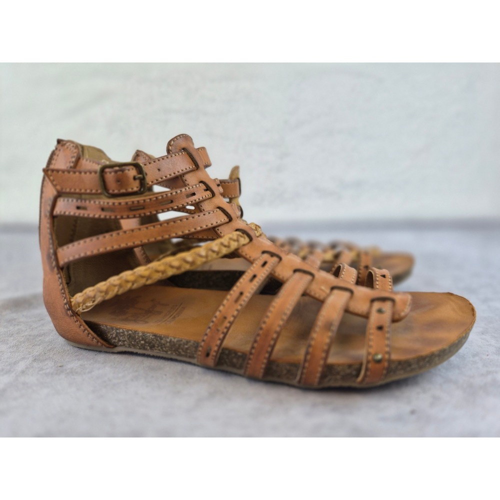 Jellypop Womens Gladiator Sandals Tan Brown Strappy Zip Back Flat Shoes S164